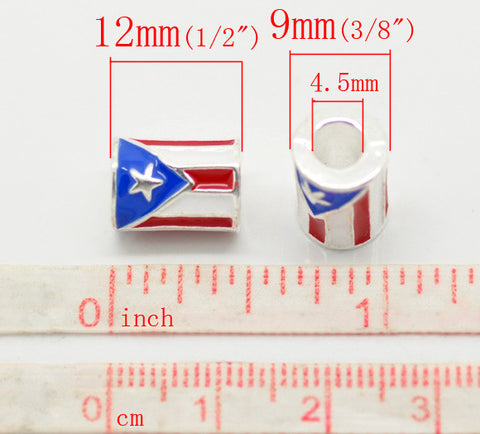 Puerto Rico Flag Charm Spacer European Bead Compatible for Most European Snake Chain Bracelet - Sexy Sparkles Fashion Jewelry - 2