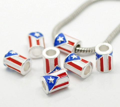 Puerto Rico Flag Charm Spacer European Bead Compatible for Most European Snake Chain Bracelet - Sexy Sparkles Fashion Jewelry - 4