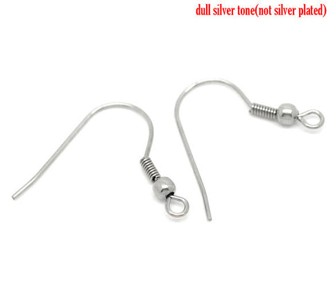 20 Pcs Stainless Steel Earring Wire Hooks Silver Tone 23mm X 22mm - Sexy Sparkles Fashion Jewelry - 1
