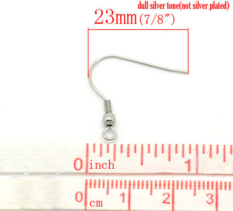 20 Pcs Stainless Steel Earring Wire Hooks Silver Tone 23mm X 22mm - Sexy Sparkles Fashion Jewelry - 2