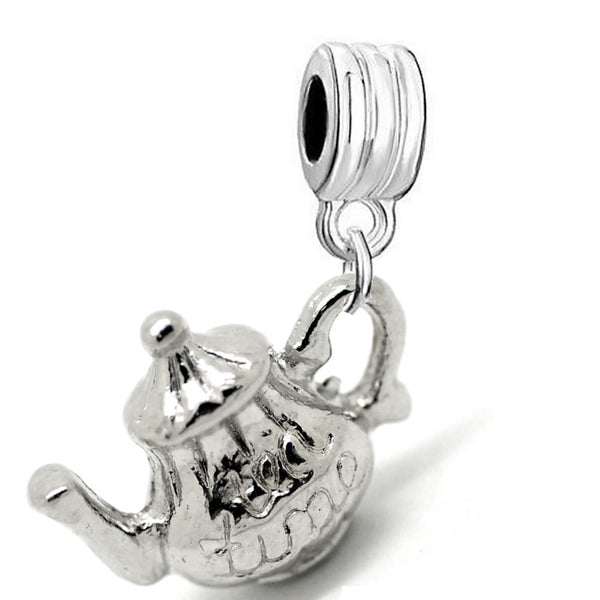 Teapot Charm Dangle European Bead Compatible for Most European Snake Chain Bracelet