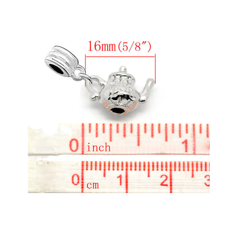 Teapot Charm Dangle European Bead Compatible for Most European Snake Chain Bracelet