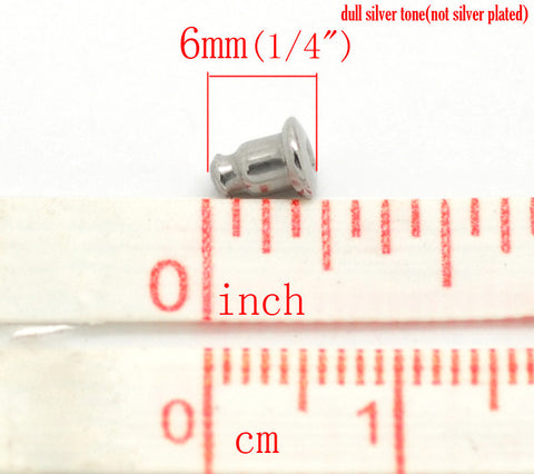 20 Pcs Silver Tone Stainless Steel Earring Back Stoppers 6mm - Sexy Sparkles Fashion Jewelry - 3