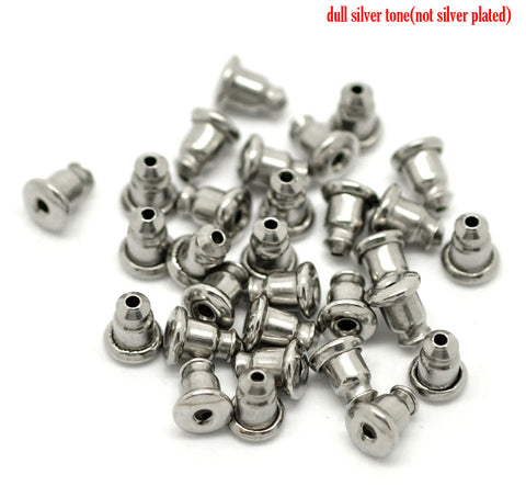 20 Pcs Silver Tone Stainless Steel Earring Back Stoppers 6mm - Sexy Sparkles Fashion Jewelry - 2