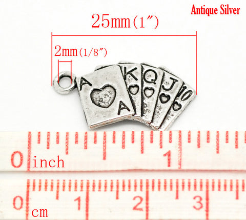 Sexy Sparkles Las Vegas Poker Card Symbols Pendant Charm European Bead Compatible for Most European Snake Chain Bracelet