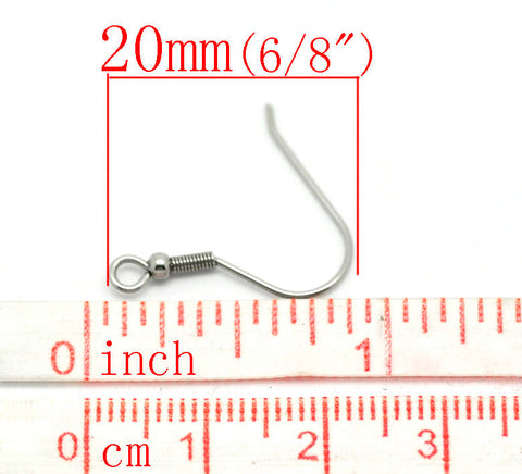 50 Pcs Silver Tone Stainless Steel Earring Wire Hooks 20mm X 18mm - Sexy Sparkles Fashion Jewelry - 3