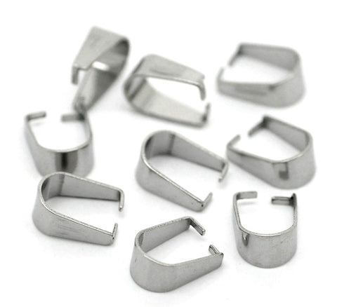 VALYRIA 10pcs Silver Tone Stainless Steel Pinch Clips Bail 10mm - Sexy Sparkles Fashion Jewelry - 2