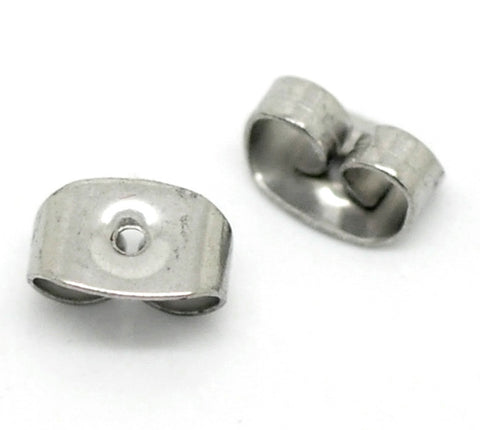 20 Pcs Silver Tone Stainless Steel Earnut Clutch 7mm - Sexy Sparkles Fashion Jewelry - 1