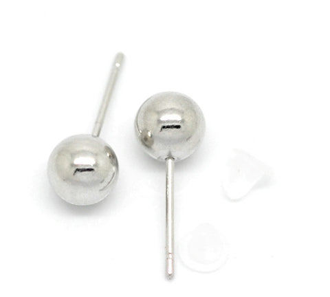 SEXY SPARKLES Sexy Sparkles Jewelry Stainless Steel Mens Womens Ball Stud Earrings 6 Pairs 6MM - Sexy Sparkles Fashion Jewelry - 1