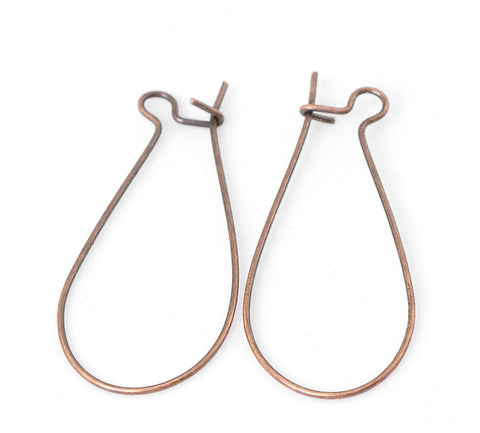 100 Pcs Earring Wire Hooks Copper Tone 37mm X 16mm - Sexy Sparkles Fashion Jewelry - 1