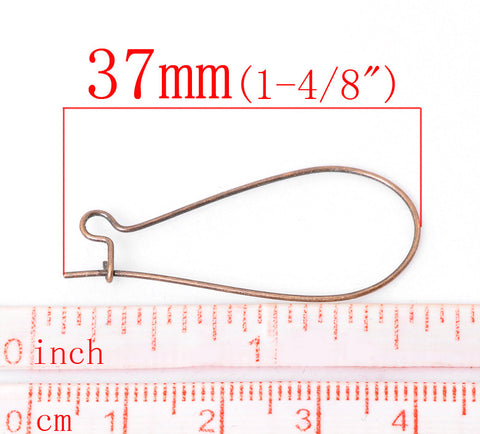 100 Pcs Earring Wire Hooks Copper Tone 37mm X 16mm - Sexy Sparkles Fashion Jewelry - 1