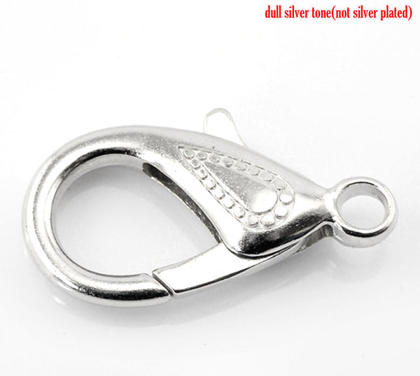 Sexy Sparkles 5 Pcs Lobster Clasp for Jewelry Making Silver Tone 30mm X16mm