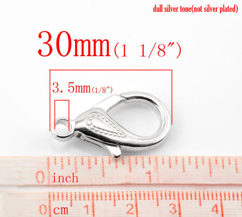5 Pcs Lobster Clasp for Jewelry Making Silver Tone 30mm X16mm - Sexy Sparkles Fashion Jewelry - 2
