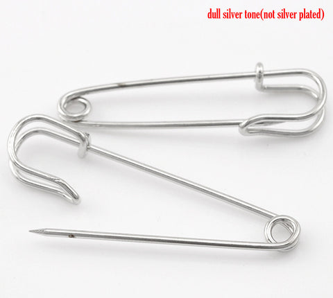 10 Pcs Safety Brooches Pins Findings Silver Tone 2" - Sexy Sparkles Fashion Jewelry - 2