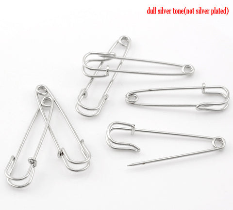 10 Pcs Safety Brooches Pins Findings Silver Tone 2" - Sexy Sparkles Fashion Jewelry - 1