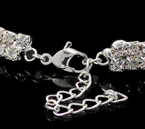 Sexy Sparkles Quality Bridal Rhinestone Stretch Silver Tone Choker Necklace - Sexy Sparkles Fashion Jewelry - 2