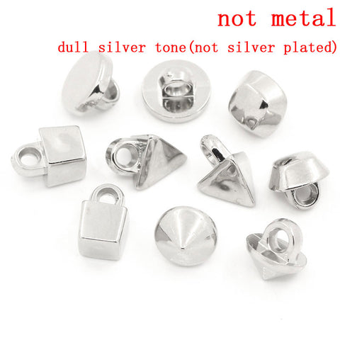Sexy Sparkles 10 Pcs Acrylic Buttons Sewing Craft Mixed Shapes Silver Tone 9mm x 9mm - 12mm x 8.5 mm