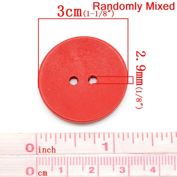 Sexy Sparkles 10pcs Wood Buttons Scrapbooking 2 Holes Round Mixed 3cm
