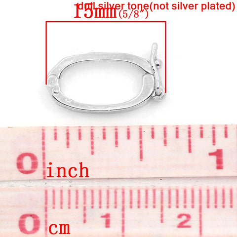 Sexy Sparkles 5 Copper Pendants Findings Oval Silver Tone 15x9mm