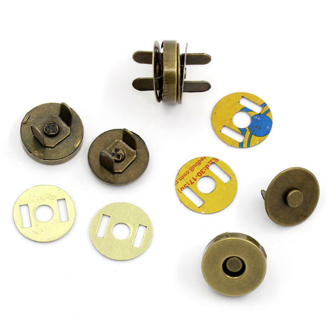 Sexy Sparkles Set of 4 Magnetic Purse Snap Clasp Closure for Purse Handbag Antique Bronze 14mm  8 snaps and 8 washers