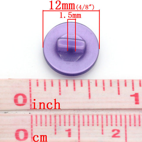 Sexy Sparkles 6Pcs Resin Round Shank Buttons Purple 12mm