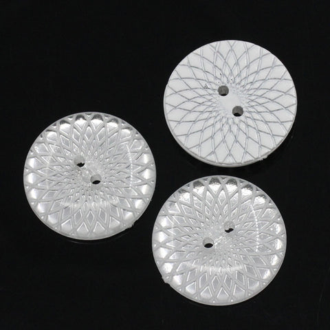 Sexy Sparkles 5 Pcs Resin Round Buttons White Pattern 26mm