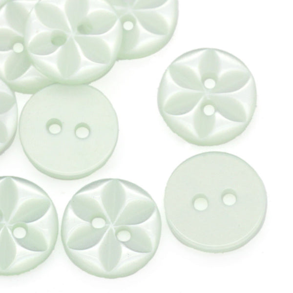 Sexy Sparkles 10 Pcs Resin Light Green Round Buttons Flower Pattern 11mm
