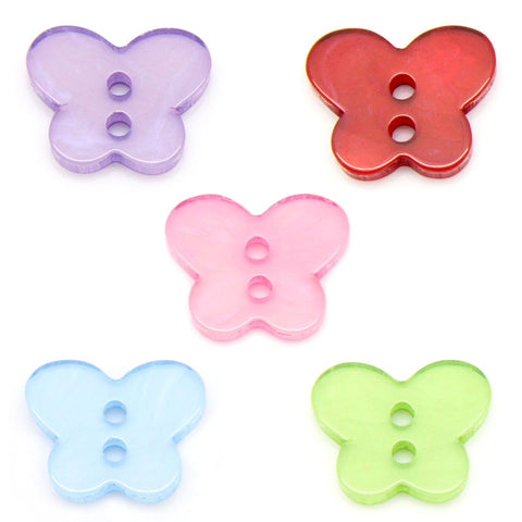 Sexy Sparkles 10 Pcs Resin Butterfly Buttons Assorted Colors 16mm