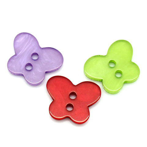 Sexy Sparkles 10 Pcs Resin Butterfly Buttons Assorted Colors 16mm