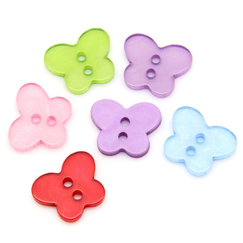 Sexy Sparkles 10 Pcs Resin Butterfly Buttons Assorted Colors 16mm