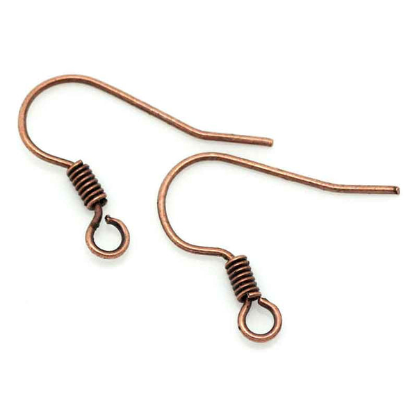 20 Pcs Earring Hooks with Spring Antique Copper 17mm X 14mm - Sexy Sparkles Fashion Jewelry