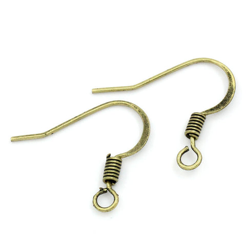 Sexy Sparkles 20 Pcs Earring Hooks with Spring Antique Bronze17mm X 15.5mm