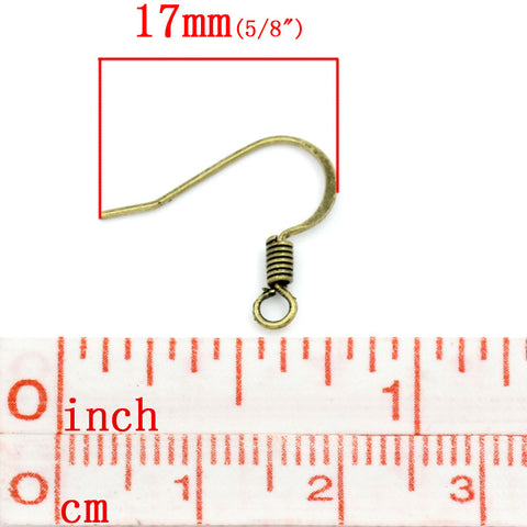 Sexy Sparkles 20 Pcs Earring Hooks with Spring Antique Bronze17mm X 15.5mm