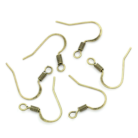Sexy Sparkles 20 Pcs Earring Hooks with Spring Antique Bronze17mm X 15.5mm