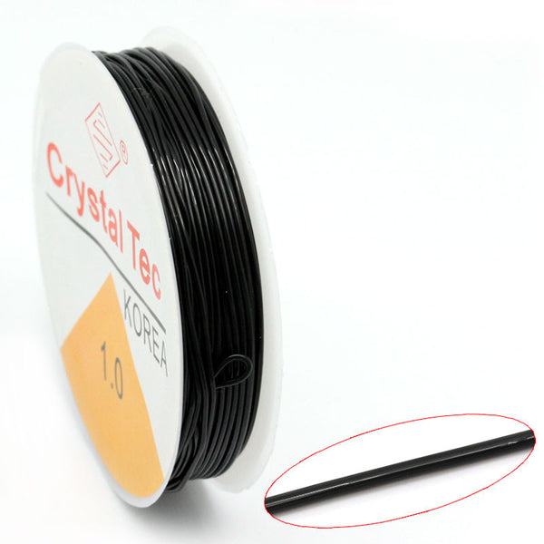 Sexy Sparkles 1roll 1m Nylon Elastic Jewelry Cord Black 1mm