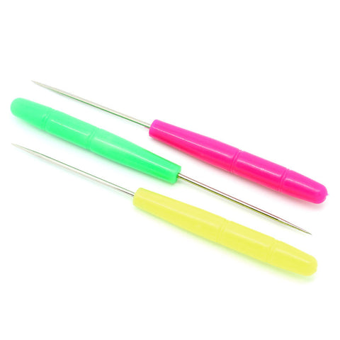 Sexy Sparkles 3 Pcs Stainless Steel & Plastic Handle Awl for Sewing & Pattern Making 14cm Assorted Colors