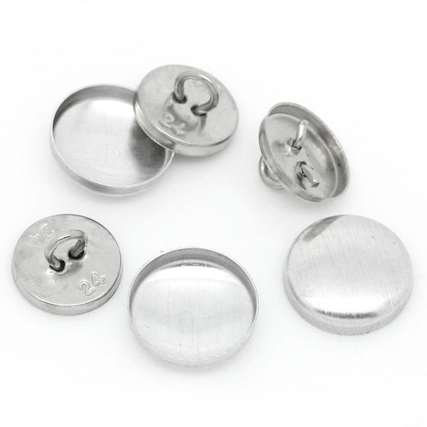 Sexy Sparkles Set of 5 Metal Self Cover Buttons with Shank Aluminum Tone