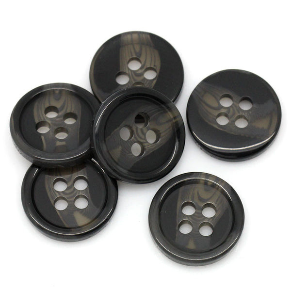 Sexy Sparkles 25 Pcs, Round 4 Holes Black Resin Buttons 12.5mm Dia,