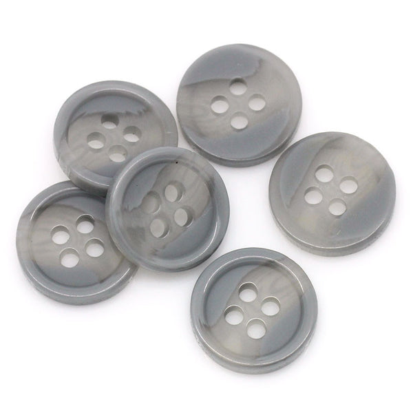 Sexy Sparkles 20 Pcs Resin Round Gray Buttons 12.5mm