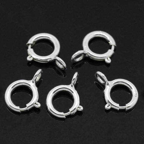 Sexy Sparkles 5 Pcs Sterling Silver Bolt Spring Ring Clasps Findings for jewelry making