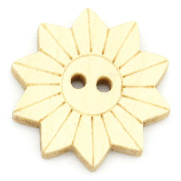 Sexy Sparkles 10 Pcs Sunflower Shaped Natural Wood Buttons 22mm