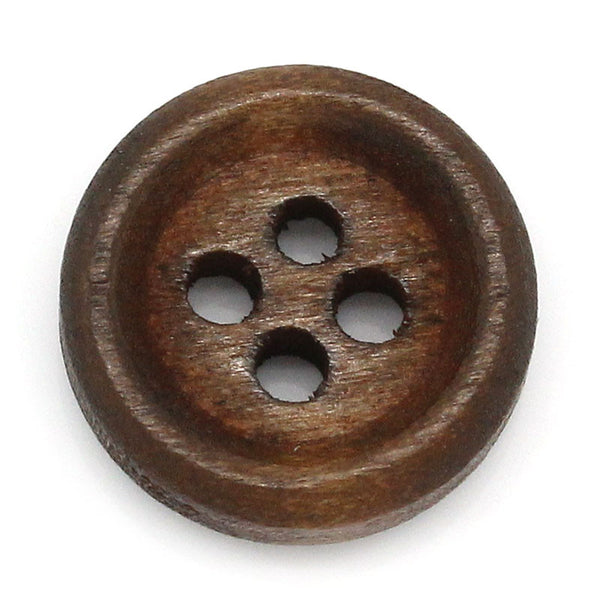 Sexy Sparkles 20 Pcs, Round 4 Holes Brown Wood Buttons 12mm