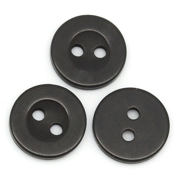 Sexy Sparkles  25 Pcs Round Black Resin Buttons 11mm