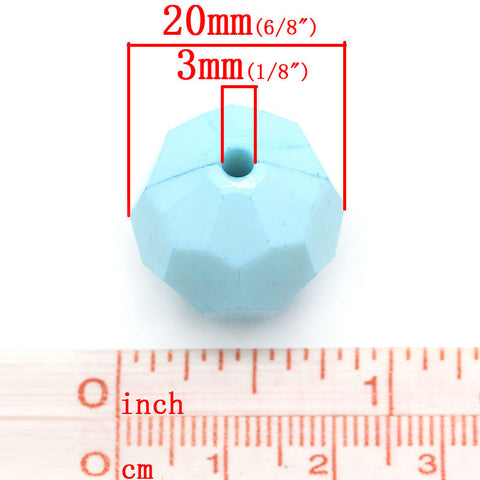 Sexy Sparkles 5 Pcs Light Blue Faceted Acrylic Spacer Beads 20mm Hole: Approx 3mm