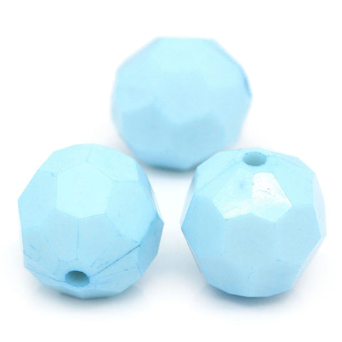 Sexy Sparkles 5 Pcs Light Blue Faceted Acrylic Spacer Beads 20mm Hole: Approx 3mm