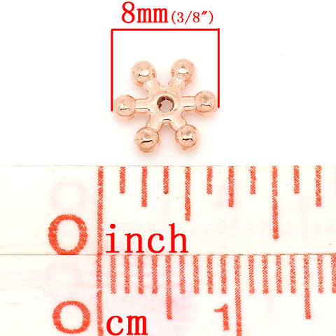 Sexy Sparkles 100 Pcs Spacer Beads Snowflake Christmas Rose Gold 8mm X 7mm