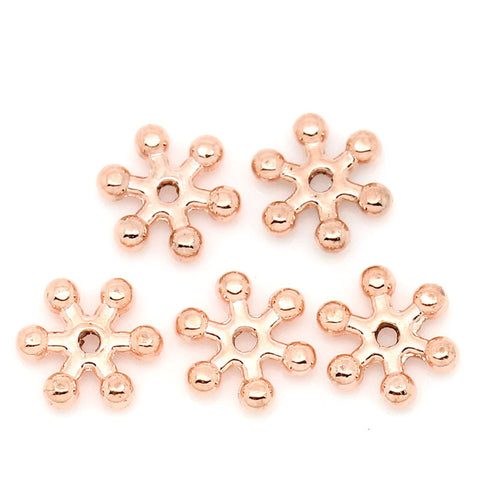 Sexy Sparkles 100 Pcs Spacer Beads Snowflake Christmas Rose Gold 8mm X 7mm