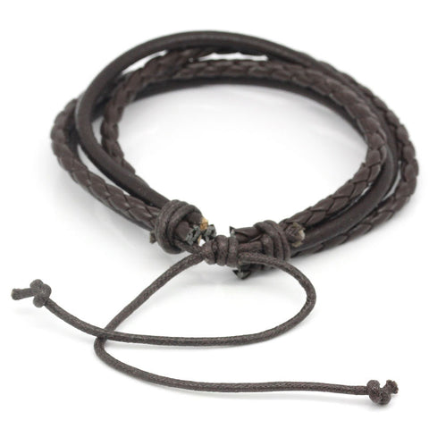 Sexy Sparkles 2-pack Leather Multi-Wrap Brown Bracelets Adjustable Wristband Cuff Bracelet