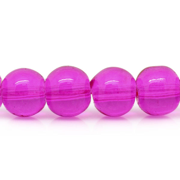 Sexy Sparkles 145pcs Glass Loose Beads Ball Fuchsia 6mm Dia