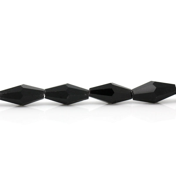 Sexy Sparkles 50Pcs Glass Loose Beads Bicone Black 6x12mm